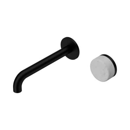 Serenity Progressive Wall Basin Mixer 220mm Spout With Carrara Handle Matte Black