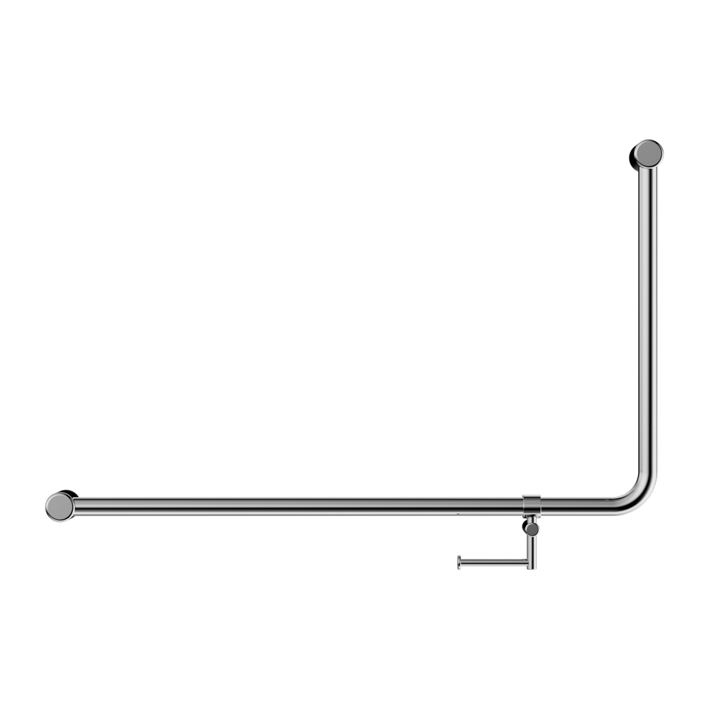 MECCA CARE 32MM DDA 90 DEGREE BENT TUBE GRAB RAIL 600X1000MM WITH TOILET ROLL HOLDER CHROME