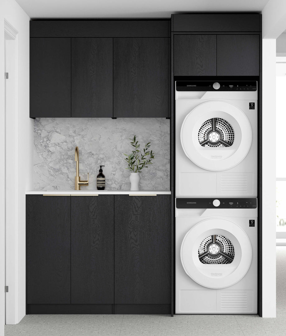 Laundry Kit 1715C Byron/Bondi Black Oak with Cloudy Carrara Top