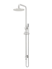 Round Combination Shower Rail, 200mm Rose, Single Function Hand Shower - PVD Brushed Nickel