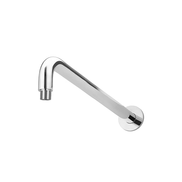 Round Wall Shower Curved Arm 400mm - Polished Chrome