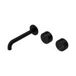 Load image into Gallery viewer, Serenity Wall Basin Set 160mm Offset Spout With Marquina Black Handle Matte Black
