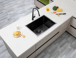 Load image into Gallery viewer, Round Corner Stainless Steel Gun Metal Grey PVD Coating Single Bowl Kitchen Sink(with Bottom Tray) 600*450*230mm
