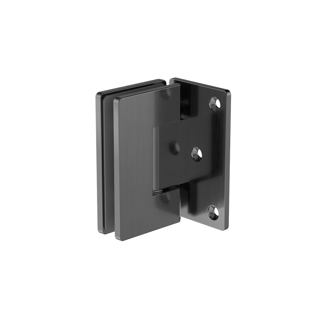90 DEGREE GLASS TO WALL SHOWER HINGE 10MM GLASS GUN METAL