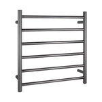 Load image into Gallery viewer, Round Brushed Gun Metal Grey Electric Heated Towel Rack 6 Bars
