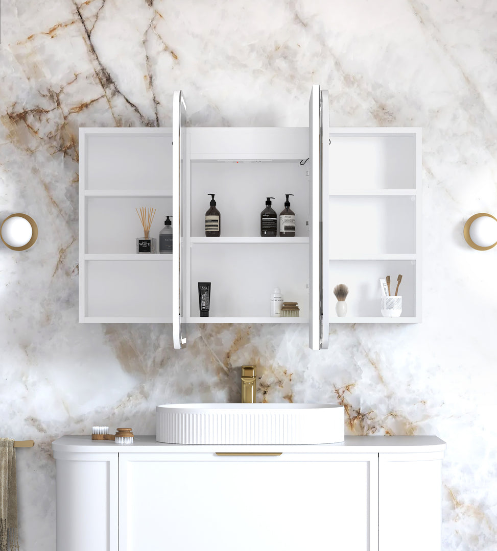 LED Newport White Shaving Cabinet
