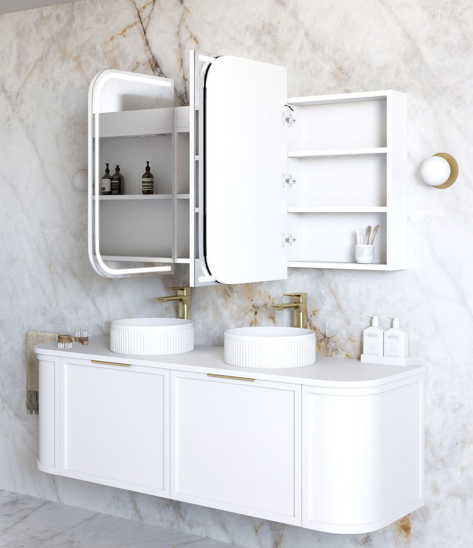 LED Newport White Shaving Cabinet