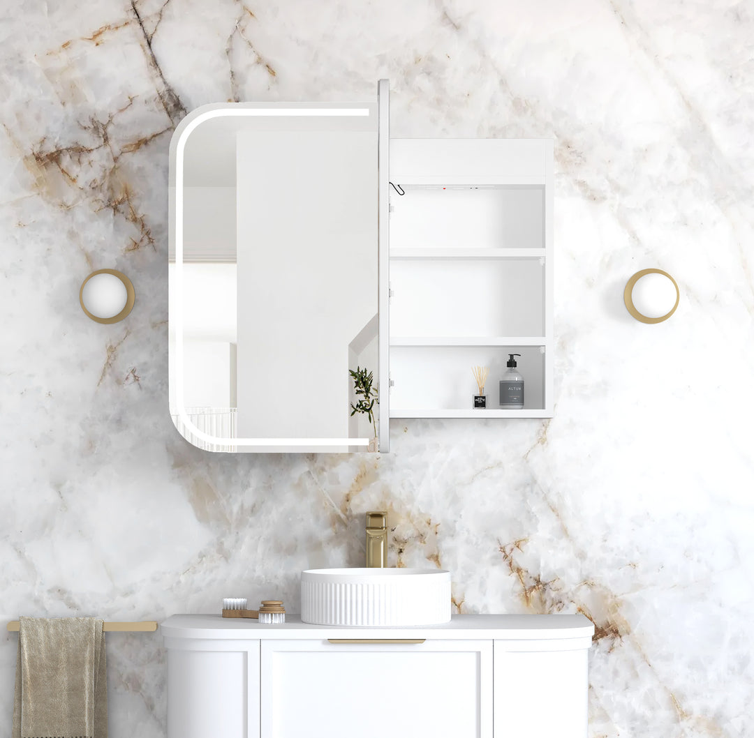 LED Newport White Shaving Cabinet