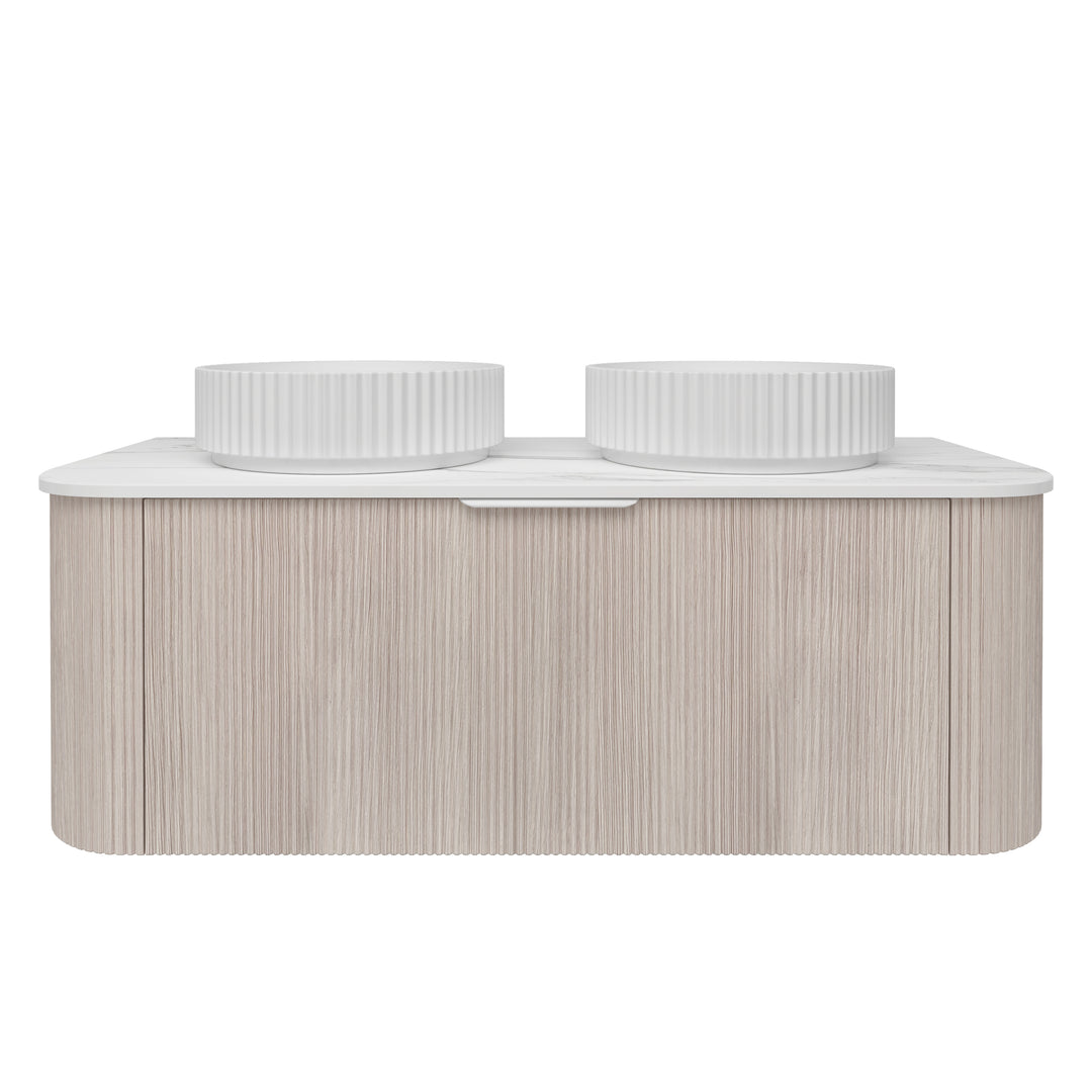 Agena Fluted Wood Grain Wall Hung Vanities Coastal Oak