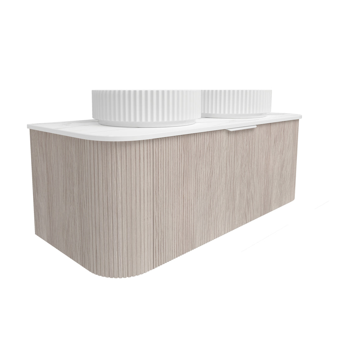Agena Fluted Wood Grain Wall Hung Vanities Coastal Oak