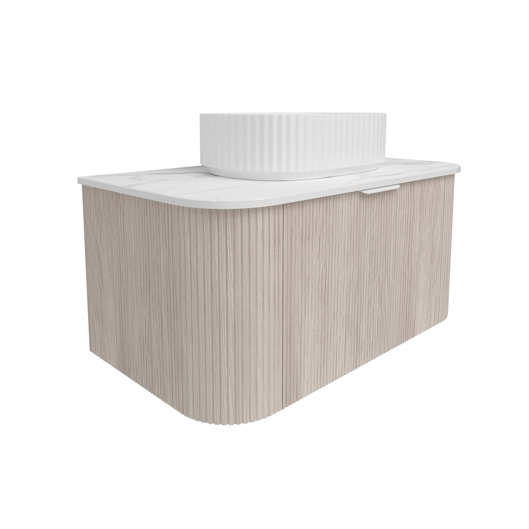 Agena Fluted Wood Grain Wall Hung Vanities Coastal Oak