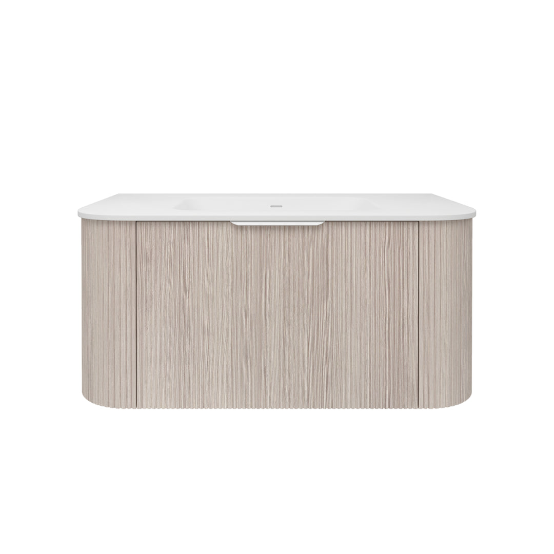Agena Fluted Wood Grain Wall Hung Vanities Coastal Oak