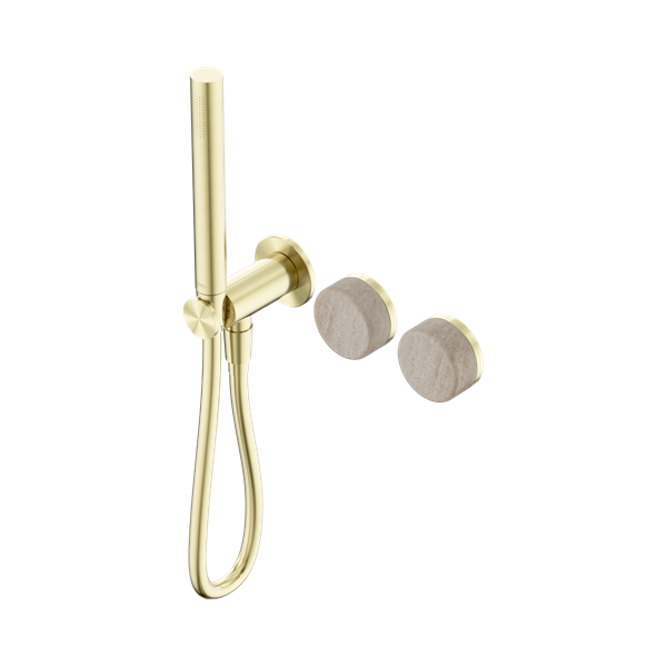 Serenity Progressive Shower System With Rome Travertine Handle And Slim Shower Brushed Gold
