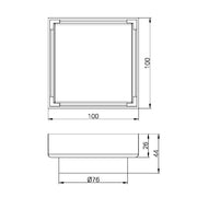 100mm Square Tile Insert Floor Waste 80mm Outlet Brushed Nickel