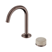 Serenity Progressive Basin Mixer Arc Spout With Rome Travertine Handle Brushed Bronze