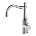 Load image into Gallery viewer, YORK BASIN MIXER HOOK SPOUT WITH WHITE PORCELAIN LEVER CHROME
