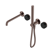 Serenity Progressive Shower System With Spout With Marquina Black Handle And Slim Shower Brushed Bronze