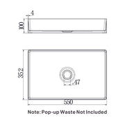OPAL RECTANGLE STAINLESS STEEL BASIN GRAPHITE