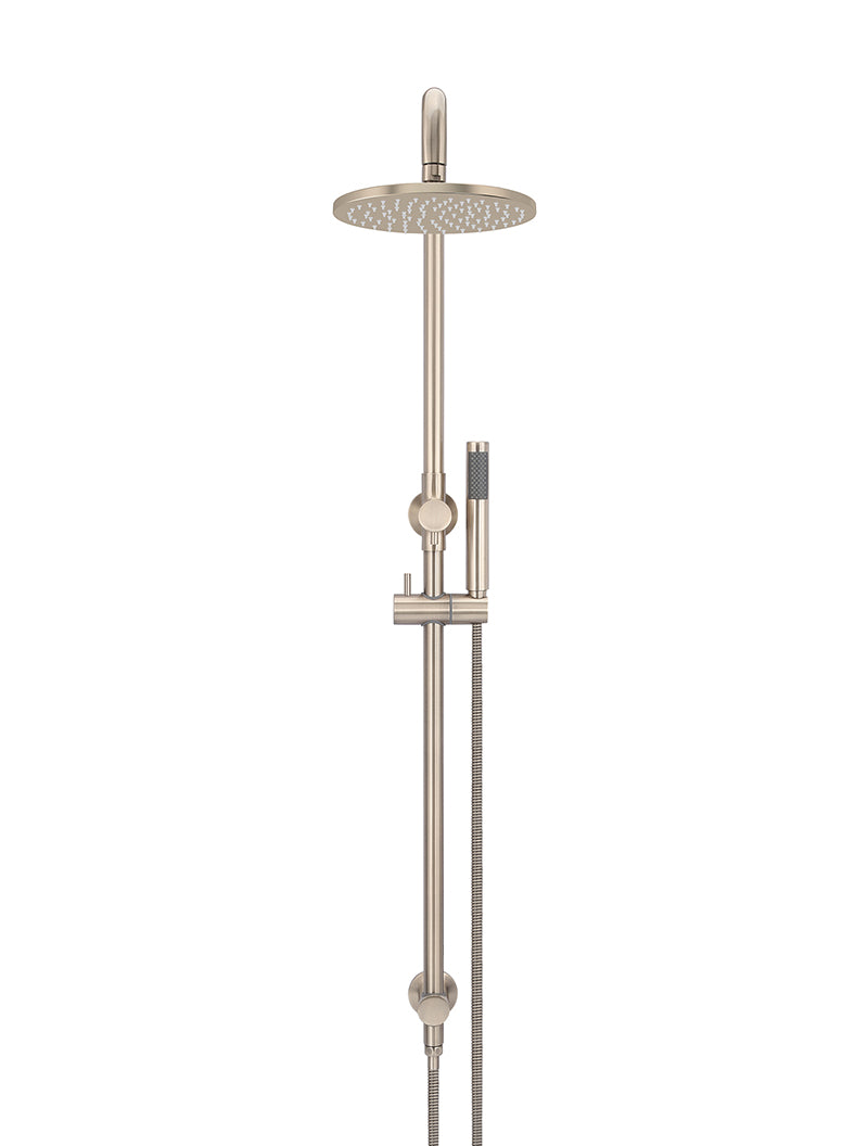 Round Combination Shower Rail 200mm Rose, Single Function Hand Shower - Champagne