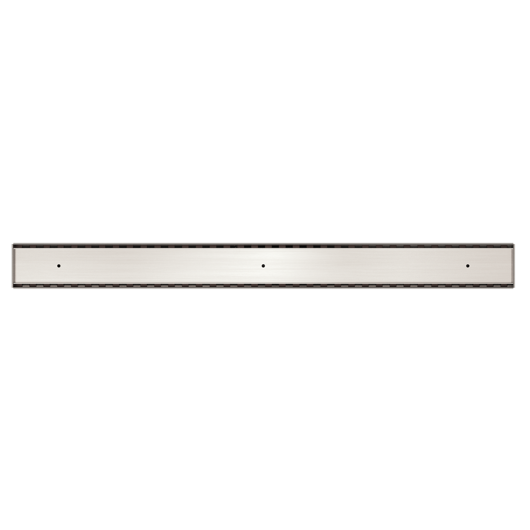 TILE INSERT V CHANNEL FLOOR GRATE 50MM OUTLET WITHOUT OUTLET AND HOLE SAW BRUSHED NICKEL