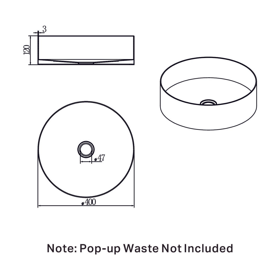 OPAL ROUND 400MM STAINLESS STEEL BASIN BRUSHED NICKEL