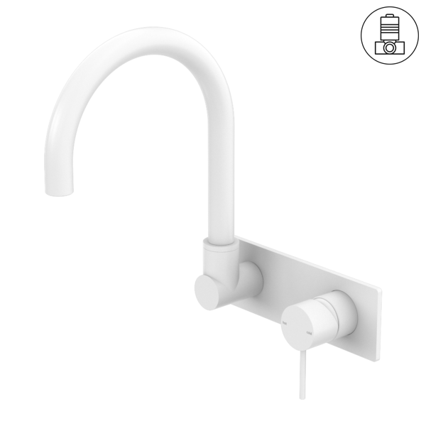MECCA WALL BASIN/BATH MIXER SWIVEL SPOUT MATTE WHITE