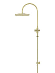 300mm Round Overhead Shower Set, Single Function Hand Shower - PVD Tiger Bronze