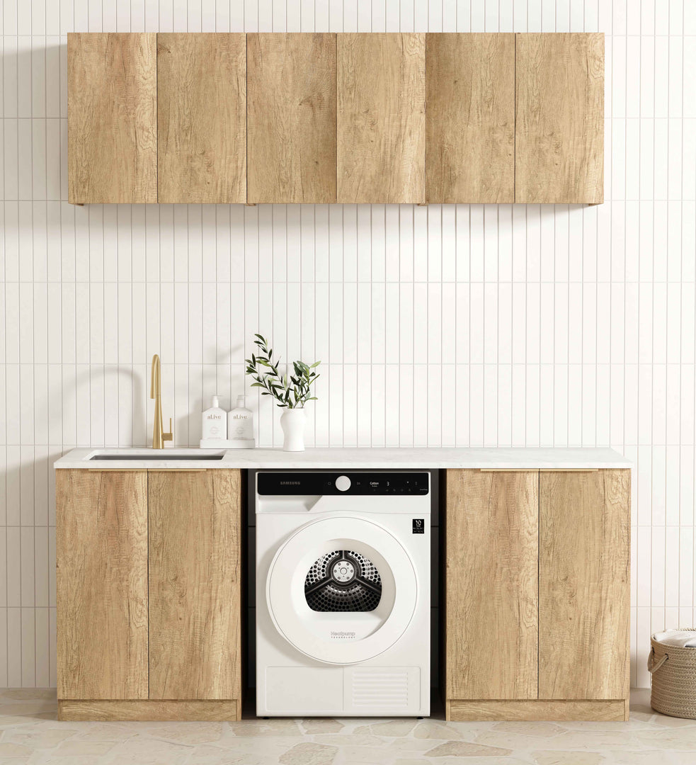 Laundry Kit 1960B Byron/Bondi Natural Oak with Natural Carrara Marble Top