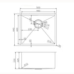 Load image into Gallery viewer, 500x440x230mm Brushed Brass Stainless Steel PVD Single Bowl Kitchen Sink
