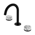 Load image into Gallery viewer, Serenity Basin Set Arc Spout With Arabescato Corchia Handle Matte Black
