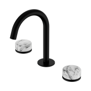 Serenity Basin Set Arc Spout With Arabescato Corchia Handle Matte Black