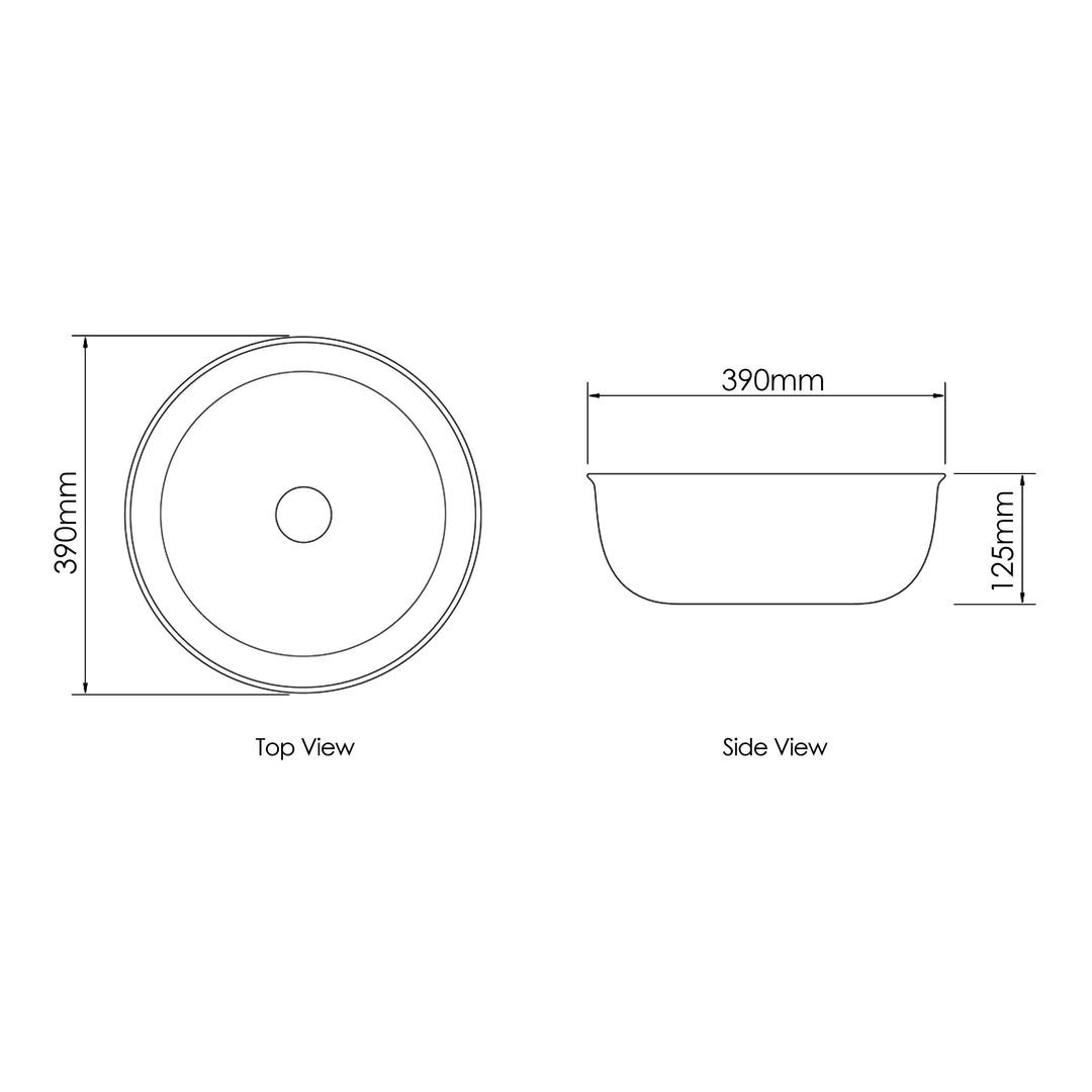 Bronte Round 390x390x130 Matte White Basin
