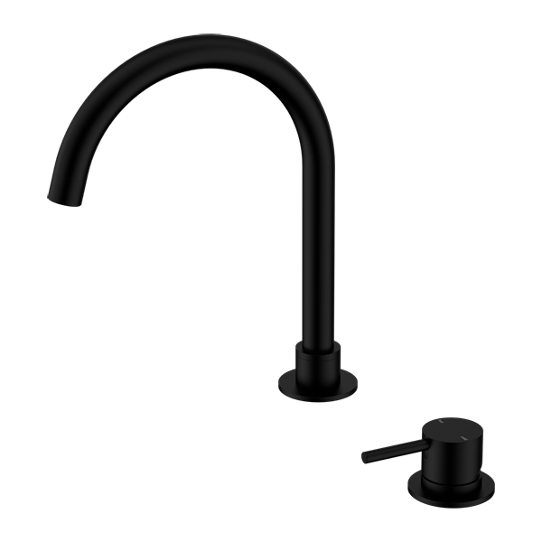 MECCA HOB BASIN MIXER ROUND SWIVEL SPOUT MATTE BLACK