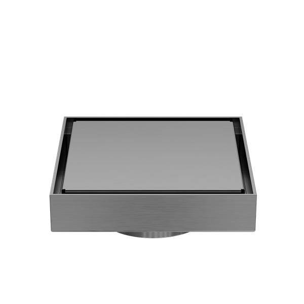 100mm Square Tile Insert Floor Waste 80mm Outlet Gun Metal