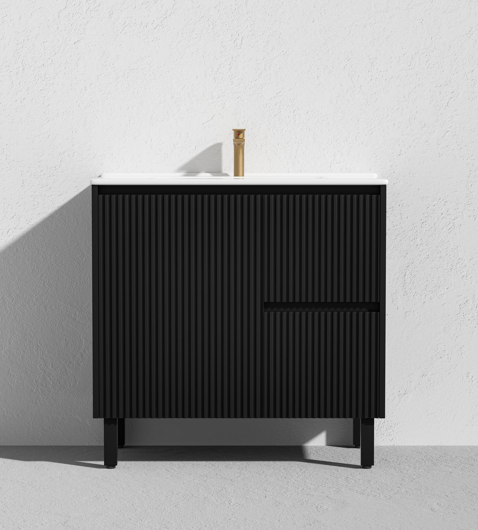 Crete Modern Floorstanding Vanity Matte Black