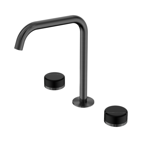 Serenity Bath/Kitchen Set Edge Spout With Marquina Black Handle Gun Metal