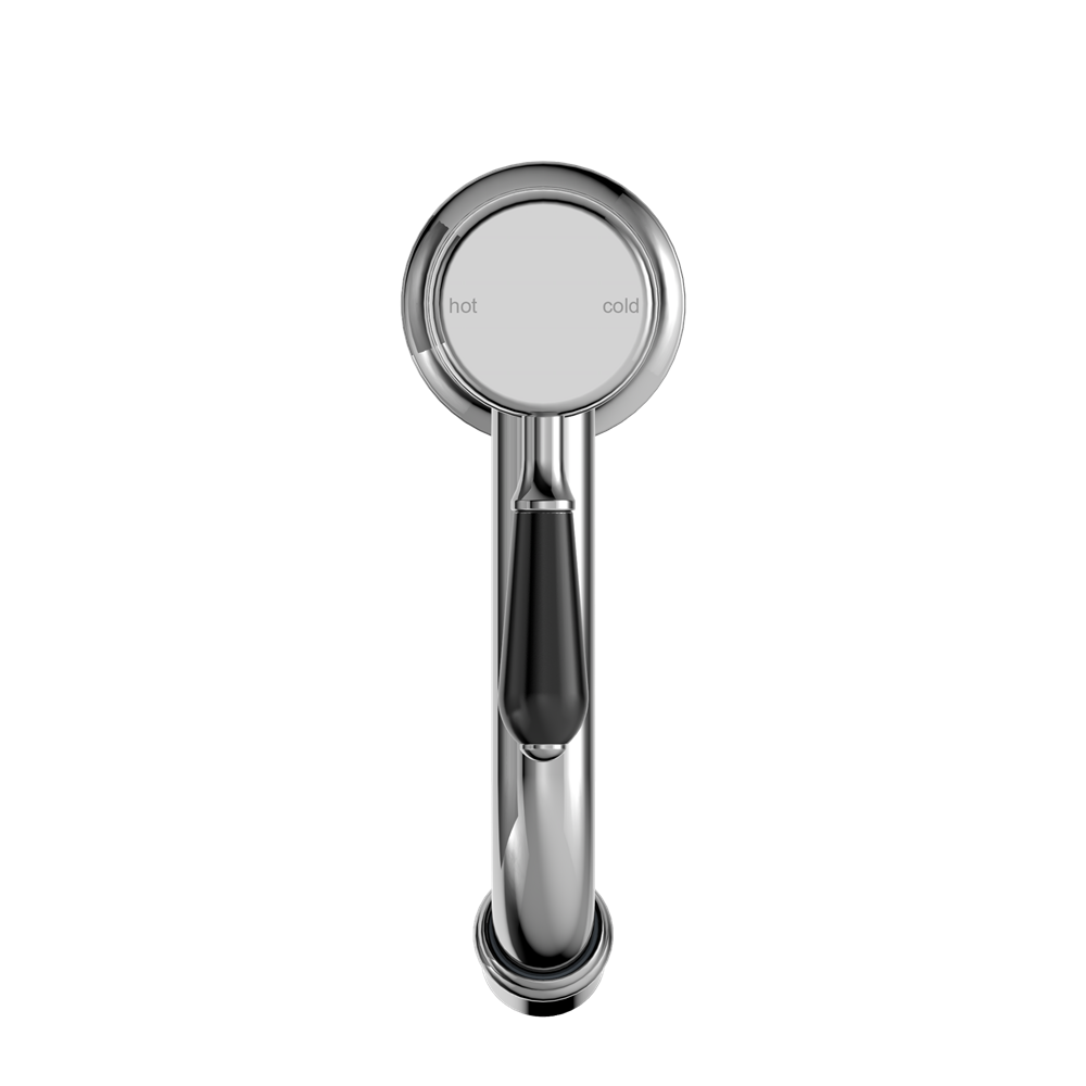 YORK STRAIGHT BASIN MIXER WITH BLACK PORCELAIN LEVER CHROME