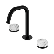 Serenity Basin Set Edge Spout With Arabescato Corchia Handle Matte Black