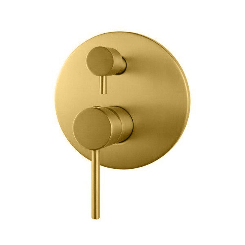 LUCID PIN Series Round Brushed Brass Wall Mixer with Diverter