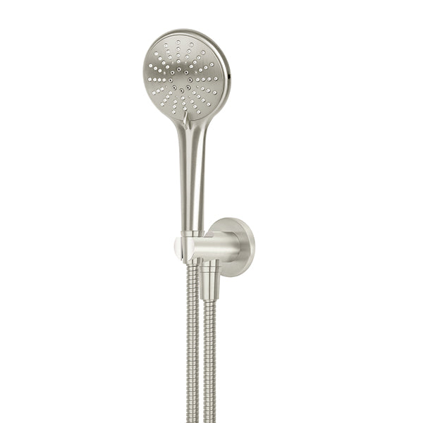 Round Three Function Hand Shower on Fixed Bracket - PVD Brushed Nickel