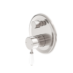 Load image into Gallery viewer, YORK SHOWER MIXER WITH DIVERTOR WITH WHITE PORCELAIN LEVER BRUSHED NICKEL
