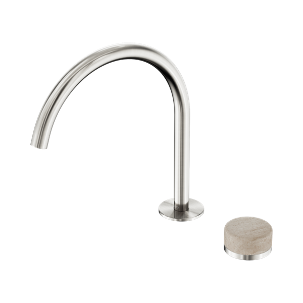 Serenity Progressive Bath/Kitchen Mixer Arc Spout With Rome Travertine Handle Brushed Nickel