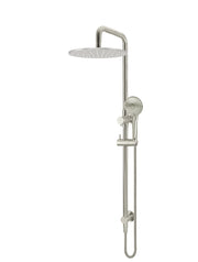 Round Combination Shower Rail 300mm Rose, Three Function Hand Shower - PVD Brushed Nickel