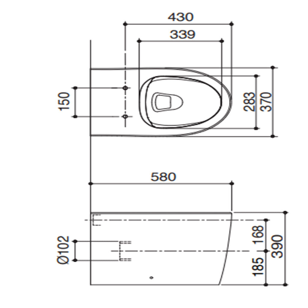 Grande Wall Faced Toilet Pan with Slim Seat