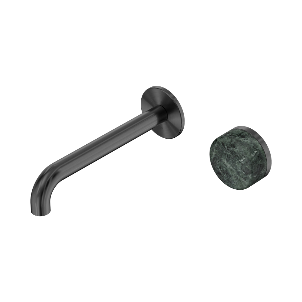 Serenity Progressive Wall Basin Mixer 185mm Spout With Verde Alpi Handle Gun Metal