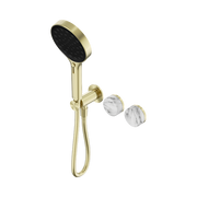 Serenity Progressive Shower System With Arabescato Corchia Handle And Serenity Hand Shower Brushed Gold