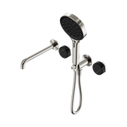 Serenity Progressive Shower System With Spout With Marquina Black Handle And Serenity Hand Shower Brushed Nickel
