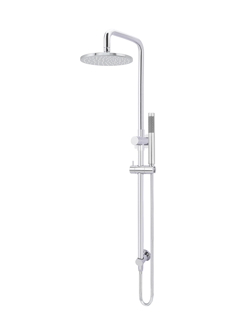 Round Combination Shower Rail 200mm Rose, Single Function Hand Shower - Polished Chrome