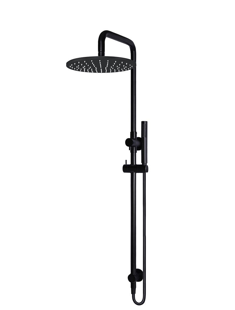 Round Combination Shower Rail 300mm Rose, Single Function Hand Shower - Matte Black