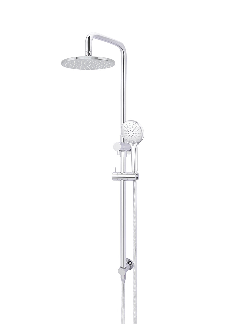 Round Combination Shower Rail 200mm Rose, Three Function Hand Shower - Chrome